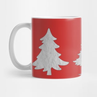 Snowy Christmas Trees, festive season design Mug